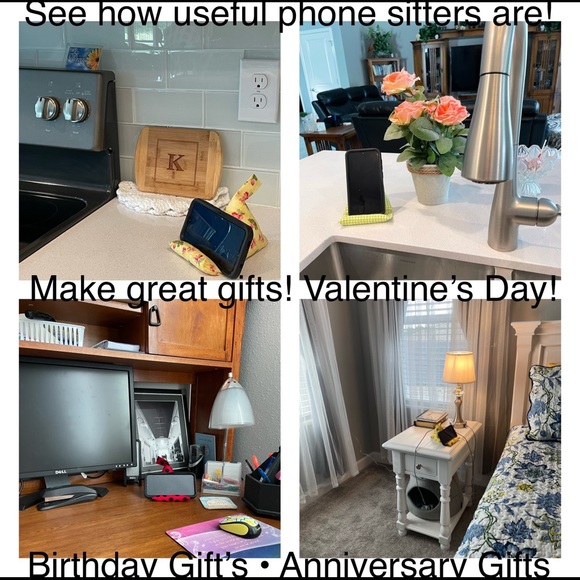 Phone Pillow Stand Strawberry design fabric - Picture 3 of 4